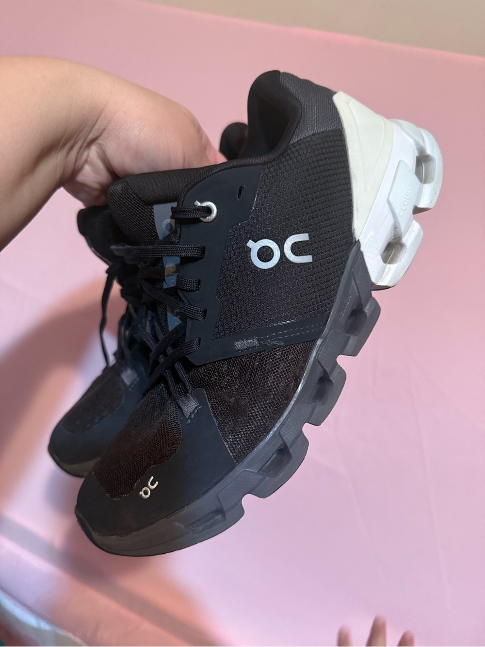 On cloud Women's Black with White Accents Athletic Shoes